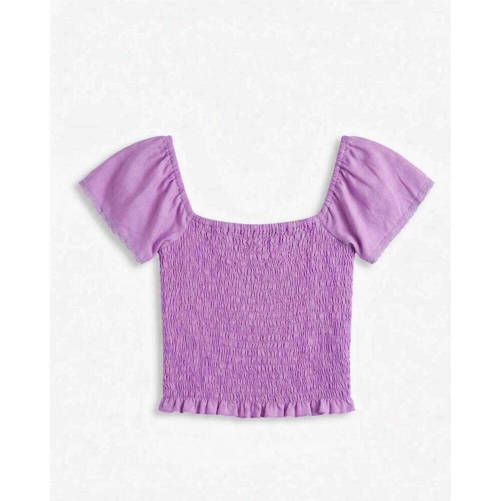 NEW BELA & NUNI girl's smocked shirt in purple